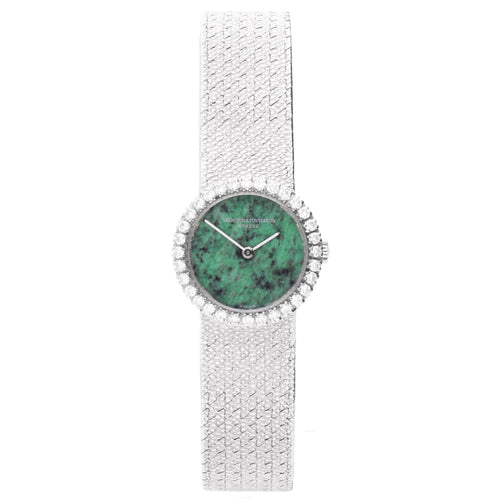 18ct white gold and diamond set Vacheron & Constantin ref. 7587 bracelet watch with jade dial. Made 1970's