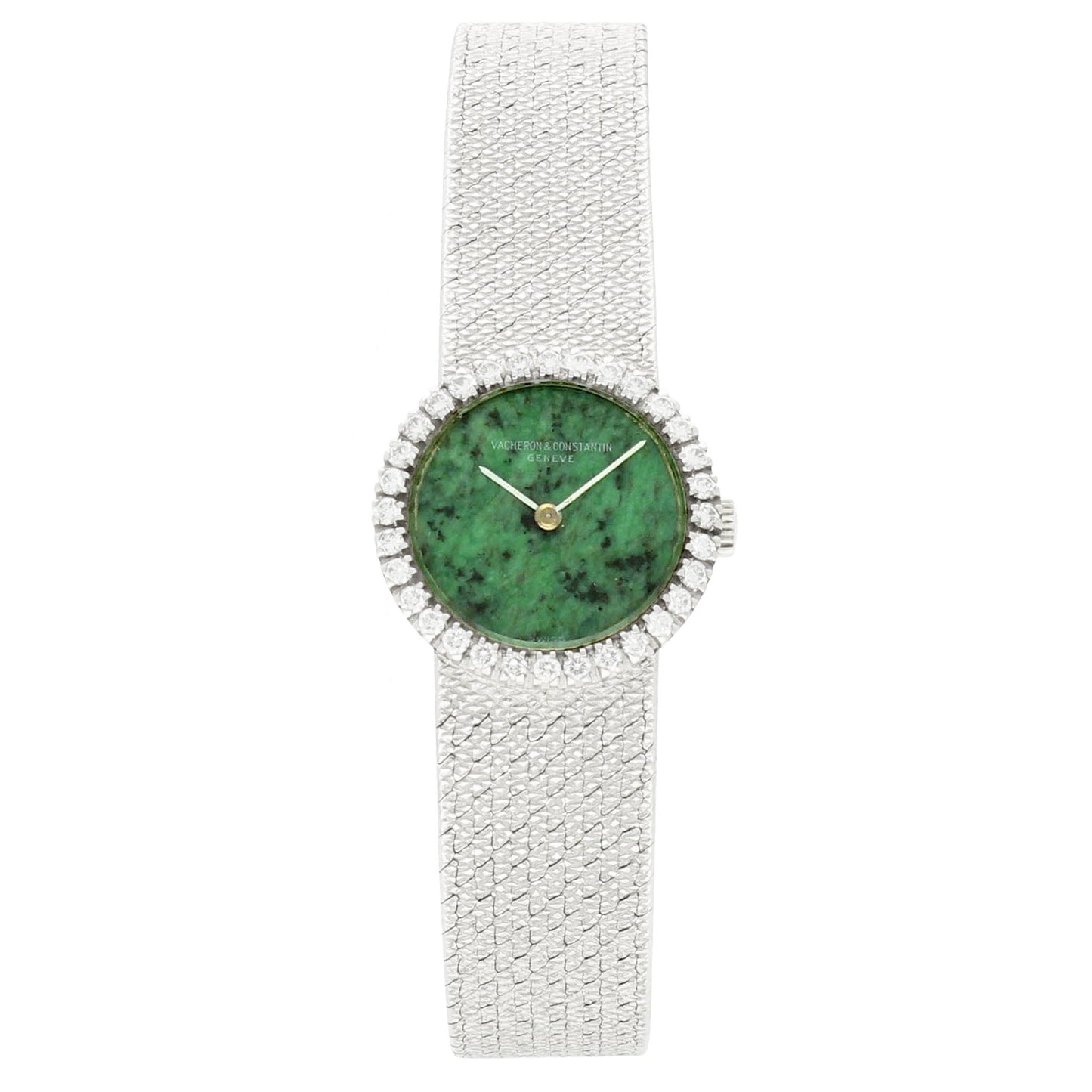 18ct white gold and diamond set Vacheron & Constantin ref. 7587 bracelet watch with jade dial. Made 1970's