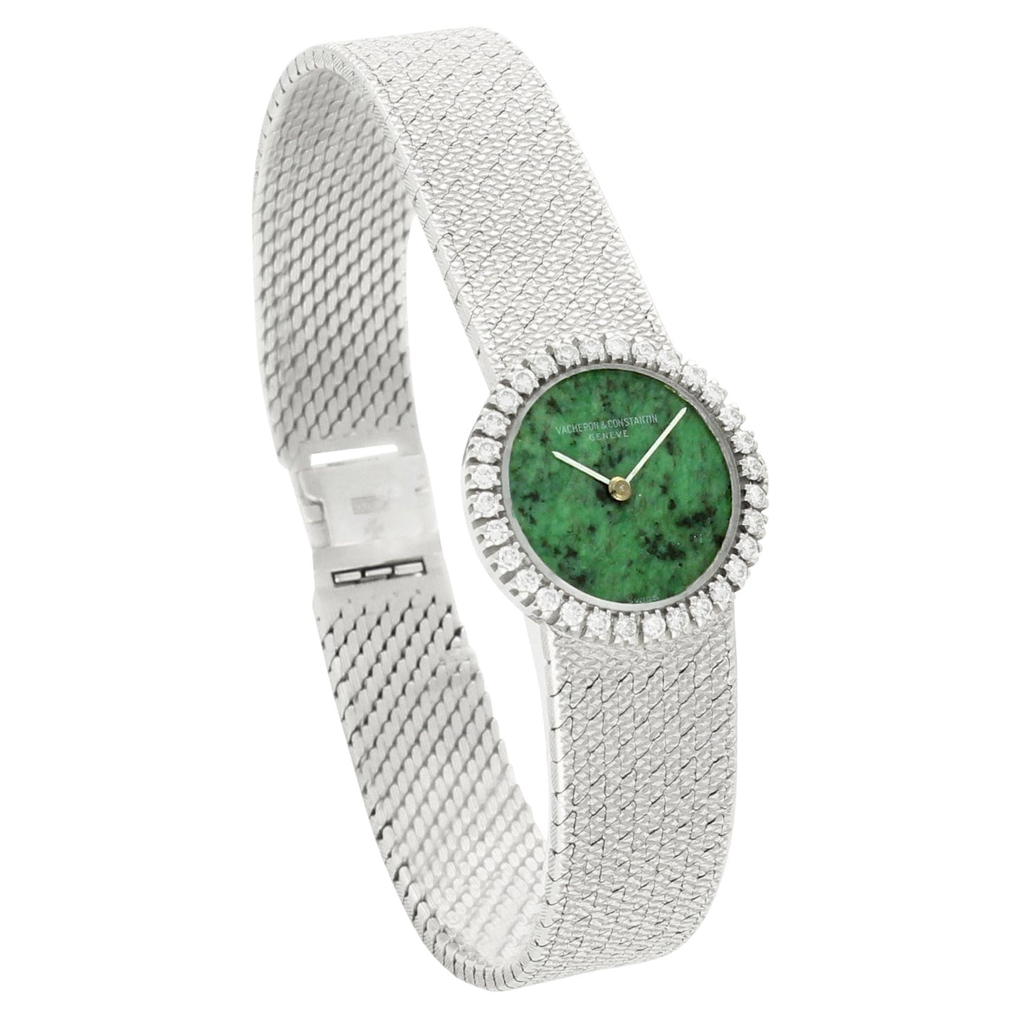 18ct white gold and diamond set Vacheron & Constantin ref. 7587 bracelet watch with jade dial. Made 1970's