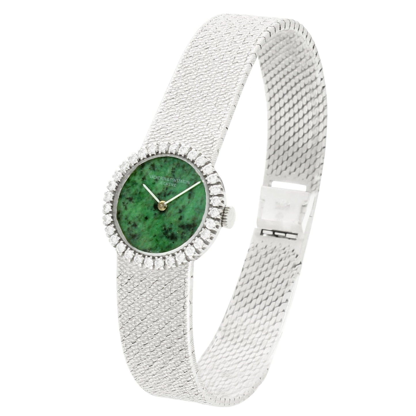 18ct white gold and diamond set Vacheron & Constantin ref. 7587 bracelet watch with jade dial. Made 1970's