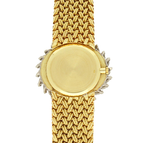18ct yellow gold Ulysee Nardin, diamond set bracelet watch with lapis lazuli dial. Made 1970's