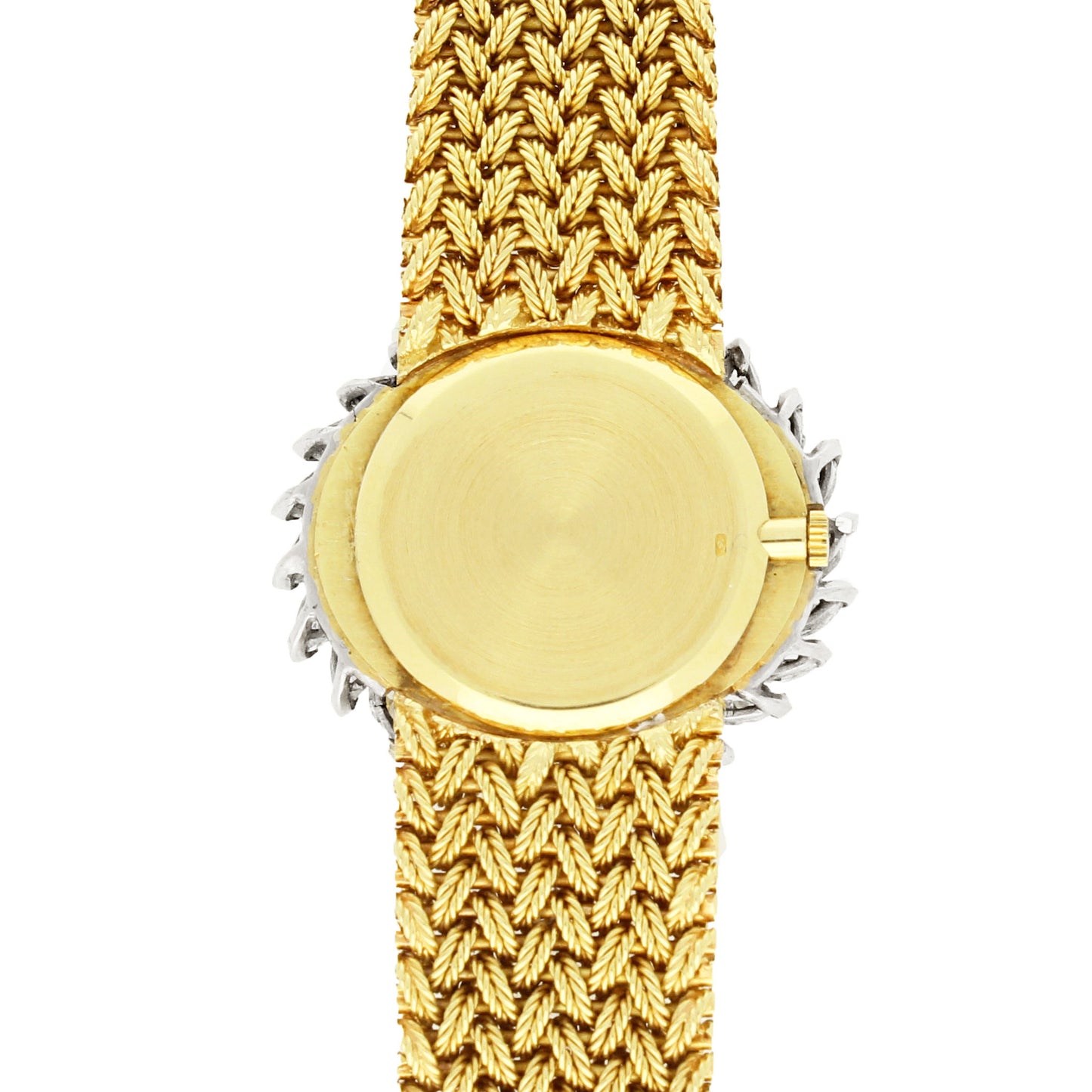 18ct yellow gold Ulysee Nardin, diamond set bracelet watch with lapis lazuli dial. Made 1970's