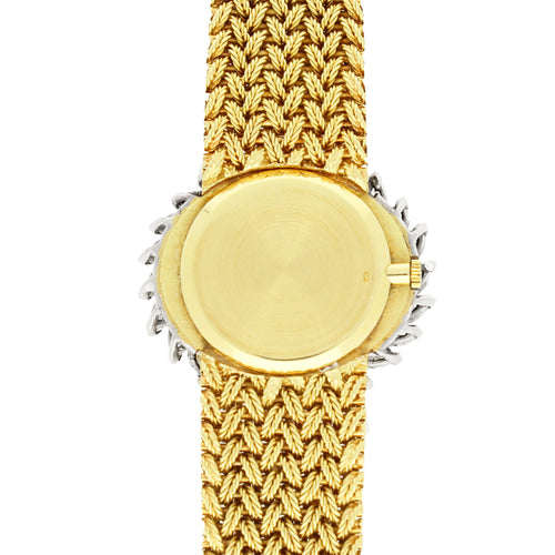 18ct yellow gold Ulysee Nardin, diamond set bracelet watch with lapis lazuli dial. Made 1970's