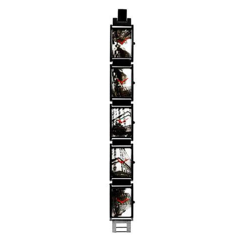 Blackened stainless steel MOVADO Andy Warhol Times 5 limited edition wristwatch. Made 1988