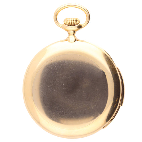 18ct yellow gold Patek Philippe, open face minute repeating pocket watch. Made 1905