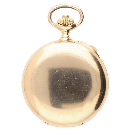 18ct yellow gold Patek Philippe, open face spilt seconds chronograph pocket watch. Made 1904