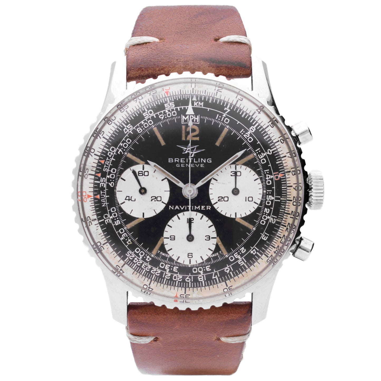 Steel Breitling 'Navitimer' chronograph wristwatch. Made 1971