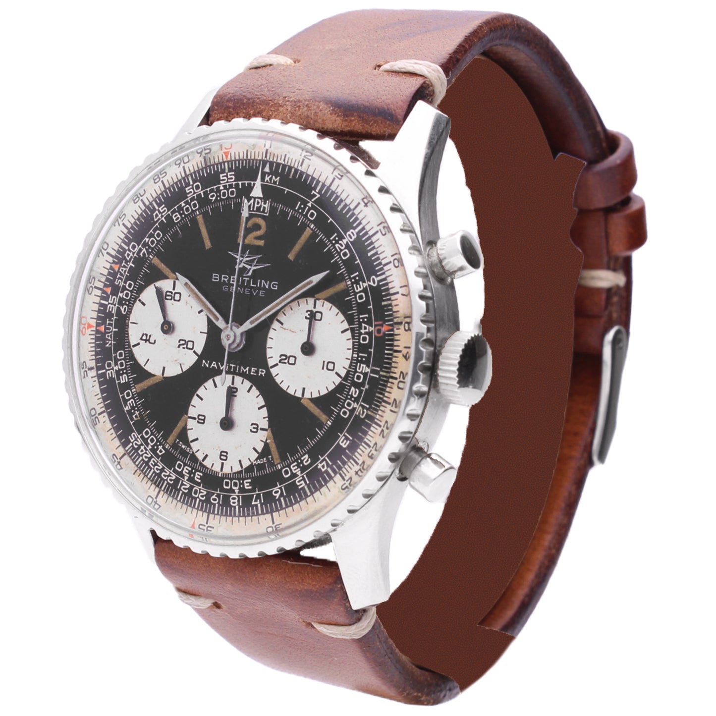 Steel Breitling 'Navitimer' chronograph wristwatch. Made 1971