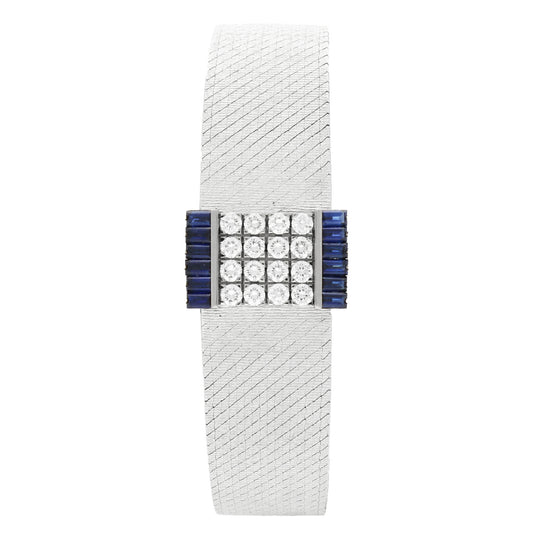 18ct white gold Patek Philippe ref. 3319 diamond & sapphire set bracelet watch. Made 1967