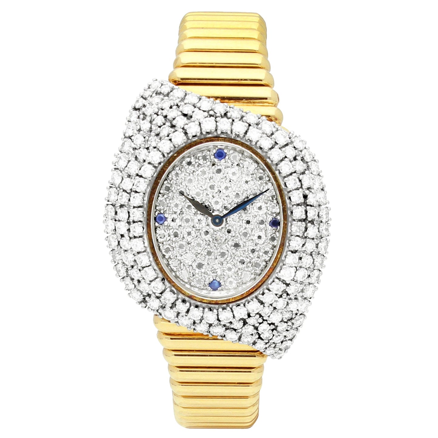 18ct yellow gold Piaget ref. 93331 bracelet watch with pavé diamond set dial and diamond set case. Made 1976