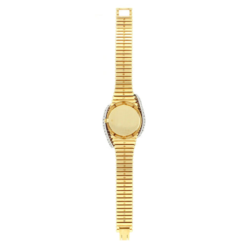 18ct yellow gold Piaget ref. 93331 bracelet watch with pavé diamond set dial and diamond set case. Made 1976