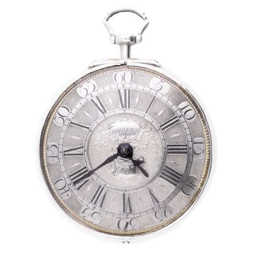 Silver Thomas Tompion pair case verge pocket watch. Made 1710