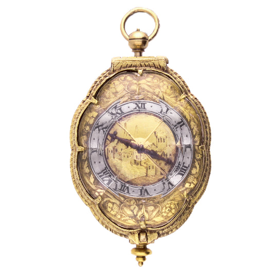 Gilt Swiss pre-balance verge watch with rock crystal cover. Made 1635