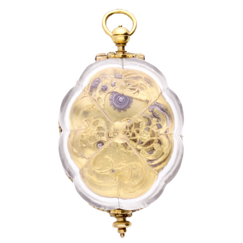 Gilt Swiss pre-balance verge watch with rock crystal cover. Made 1635