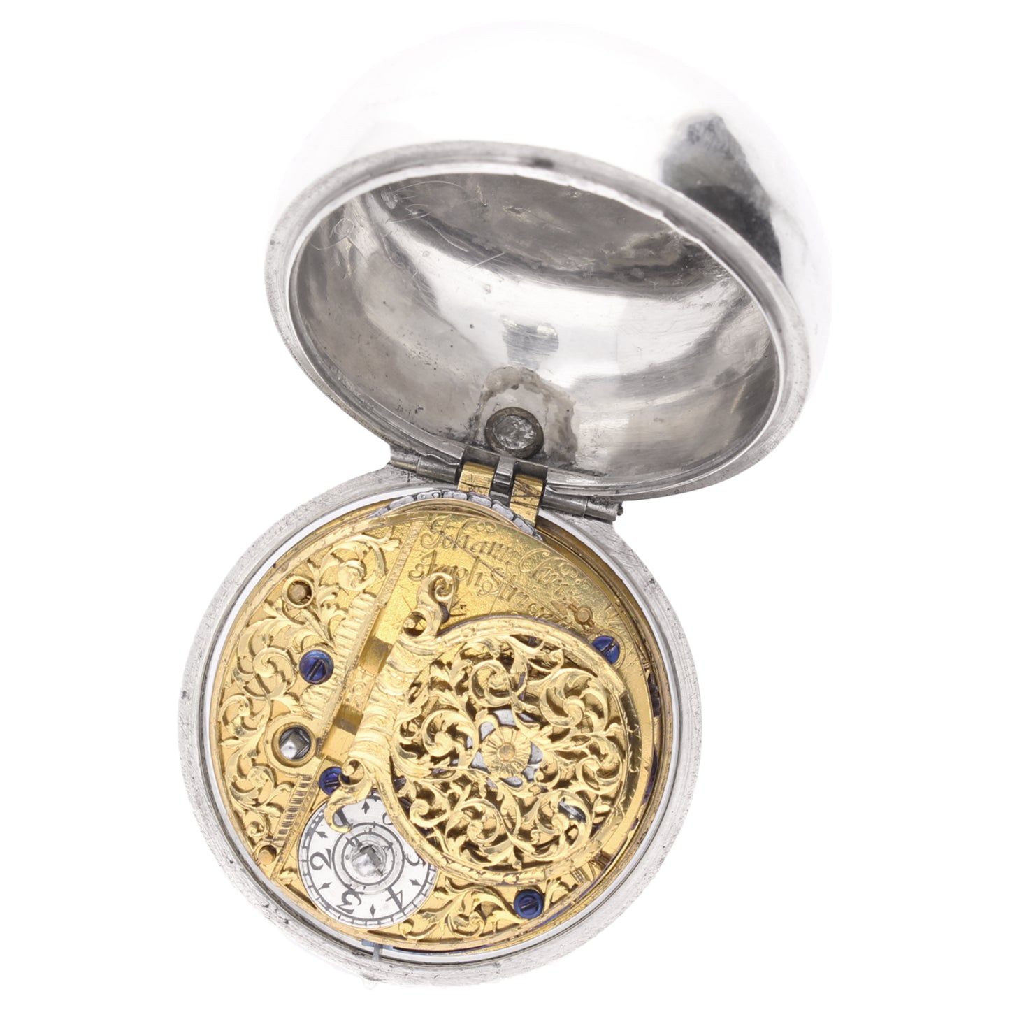 Silver Johann Christoph Strigell, Kreilsheim pair cased wandering hour verge watch. Made 1700