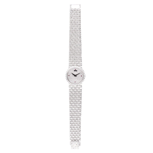 18ct white gold and diamond set Piaget ref. 9706 bracelet watch. Made 1970's