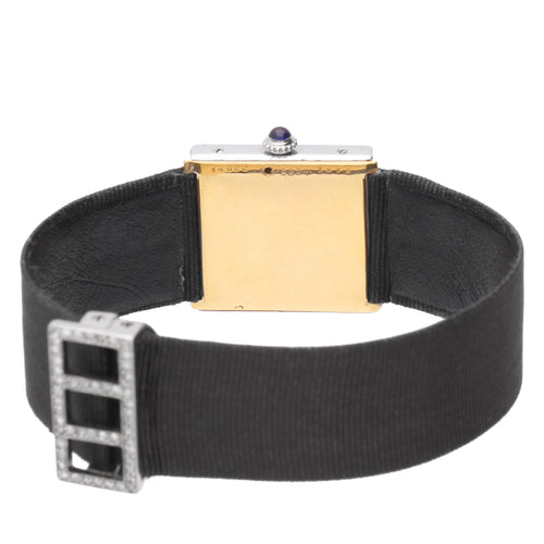 Platinum Cartier onyx and diamond set cocktail watch. Made 1920's