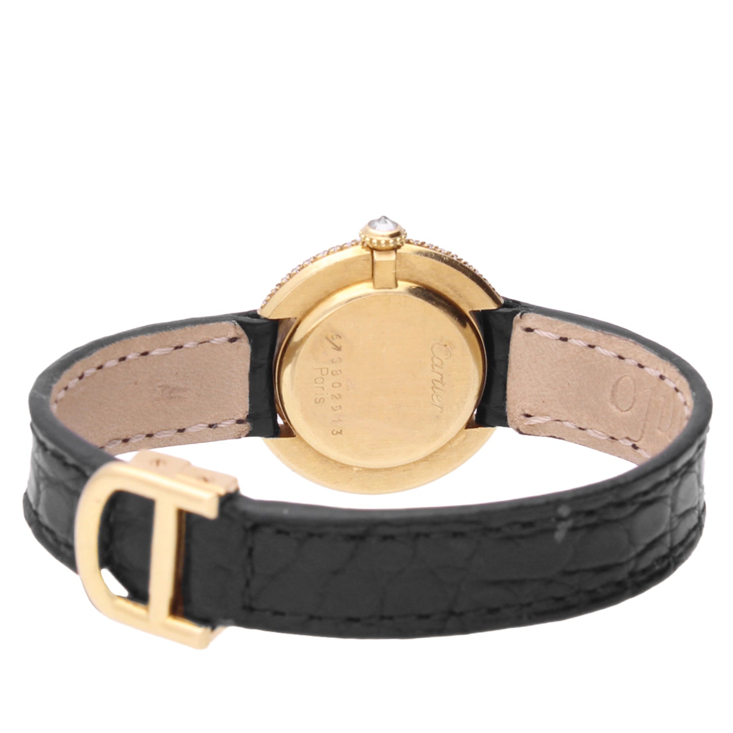 18ct yellow gold Cartier diamond and onyx set Vendôme wristwatch. Made 1970s