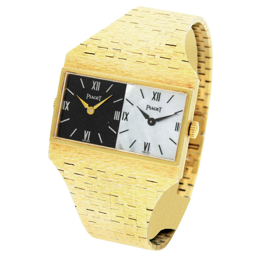 18ct yellow gold Piaget ref. 692120 'Dual time' bracelet watch. Made 1974