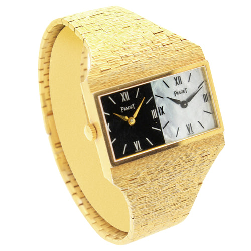 18ct yellow gold Piaget ref. 692120 'Dual time' bracelet watch. Made 1974