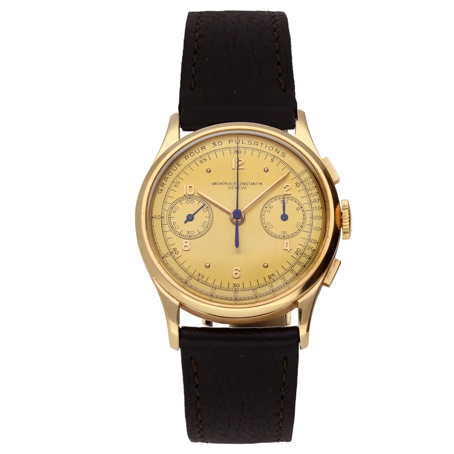 18ct rose gold Vacheron & Constantin, refrence 4072 chronograph wristwatch with 'pulsation dial'. Made 1948