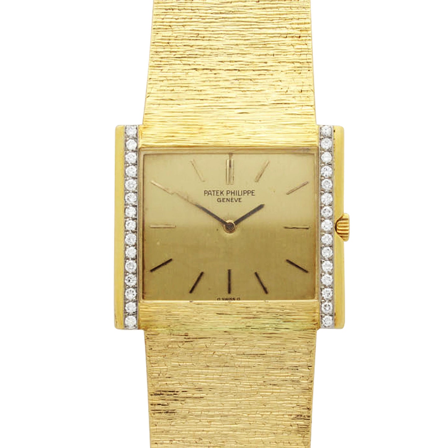 18ct yellow gold and diamond set Patek Philippe ref. 3492 bracelet watch. Made 1972