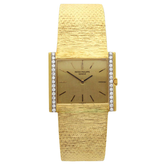 18ct yellow gold and diamond set Patek Philippe ref. 3492 bracelet watch. Made 1972