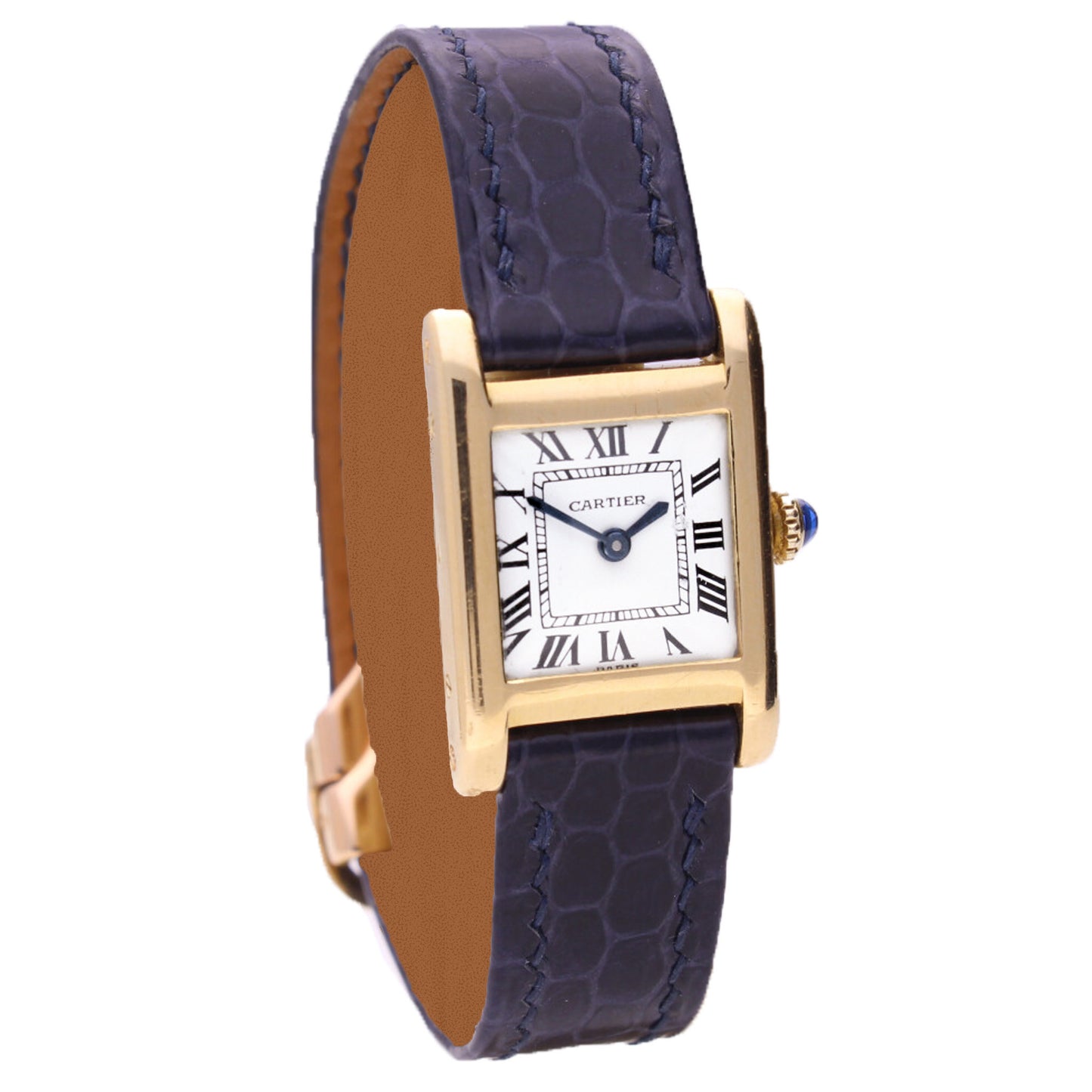 18ct yellow gold Cartier mini Tank Normale wristwatch. Made 1960's