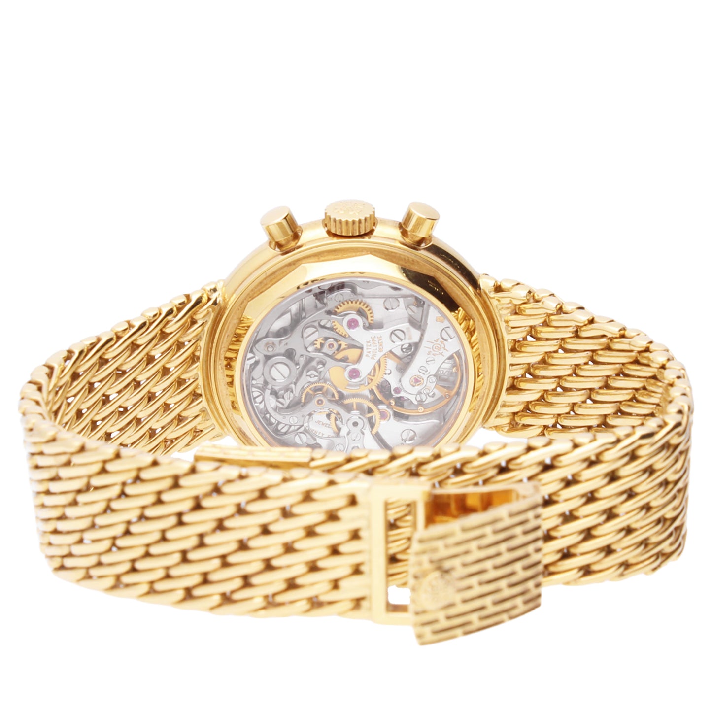 18ct yellow gold Patek Philippe ref. 3970 perpetual calendar chronograph bracelet watch. Made 2002