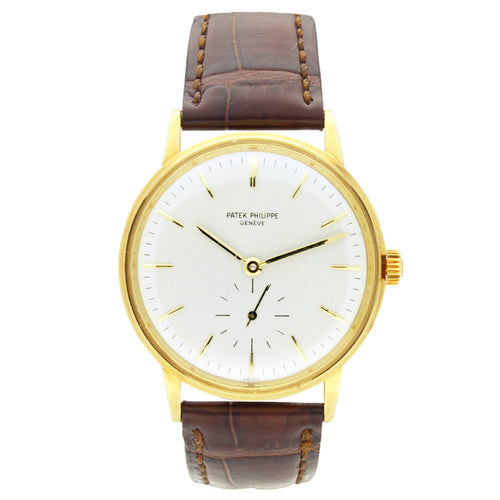 18ct yellow gold, reference 3425 Calatrava automatic wristwatch. Made 1965