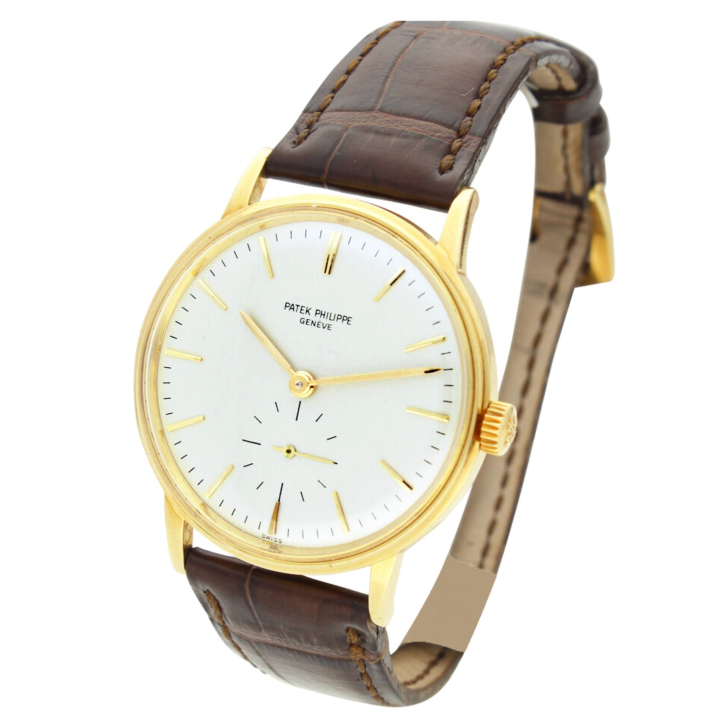 18ct yellow gold, reference 3425 Calatrava automatic wristwatch. Made 1965