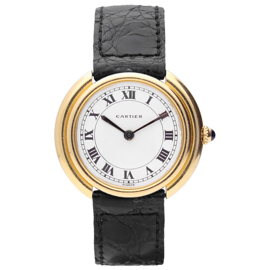18ct yellow gold Cartier Vendôme automatic wristwatch. Made 1970's