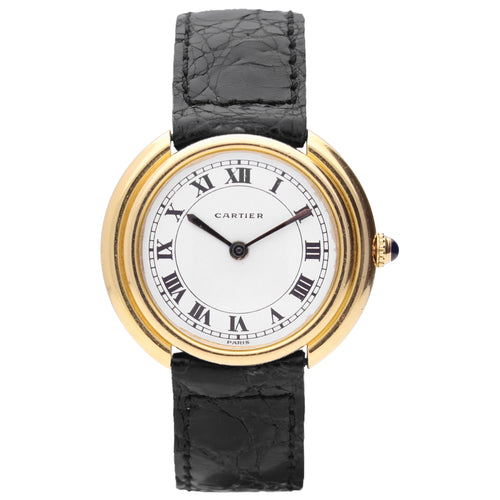 18ct yellow gold Cartier Vendôme automatic wristwatch. Made 1970's