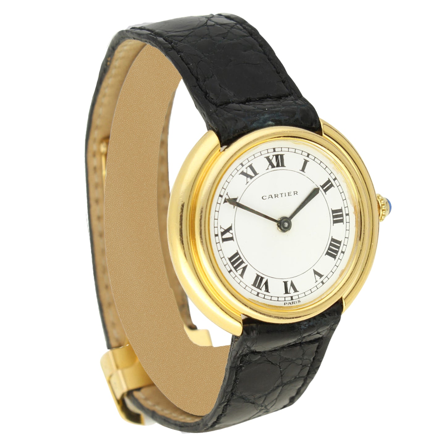 18ct yellow gold Cartier Vendôme automatic wristwatch. Made 1970's