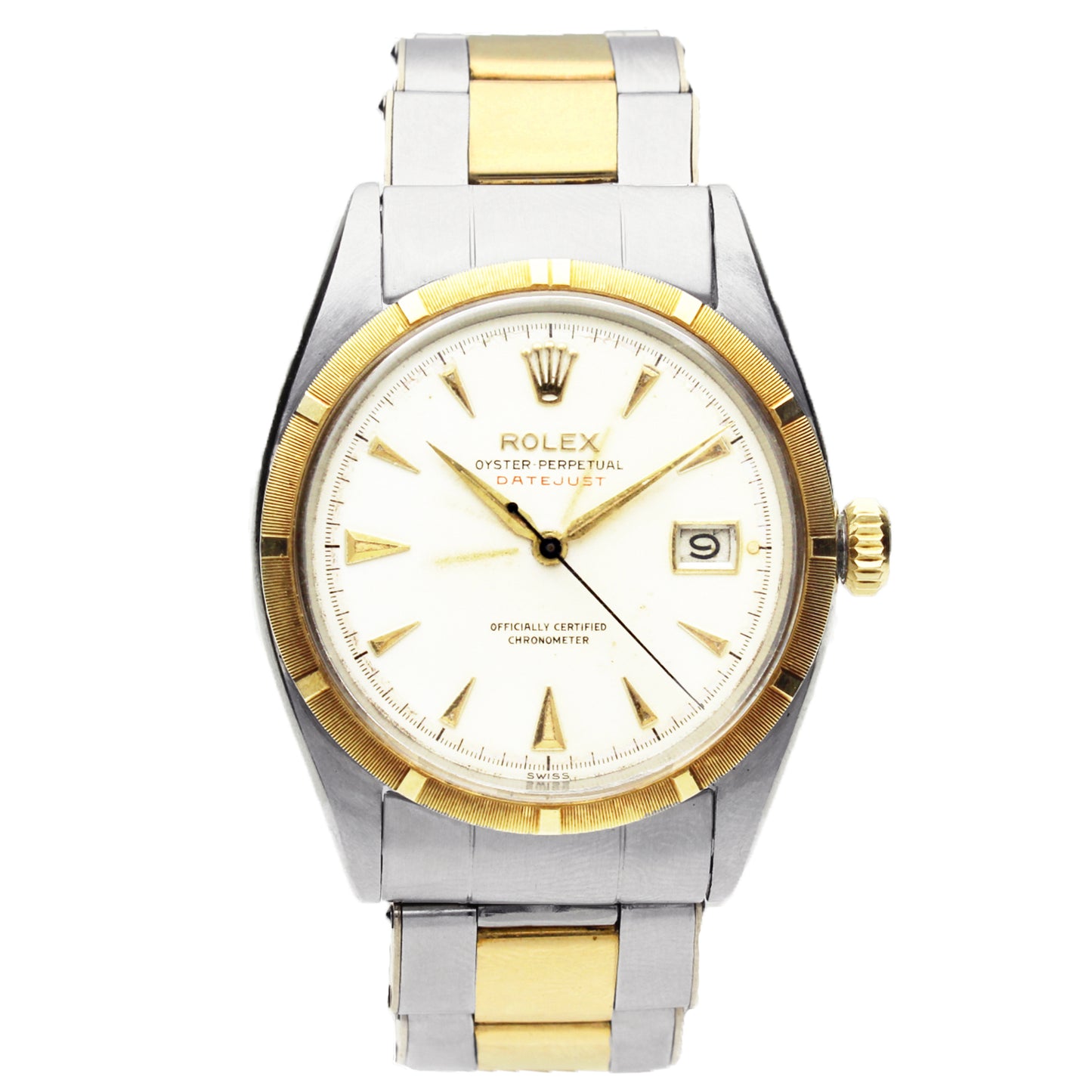 Stainless steel & 18ct yellow gold Rolex ref. 6305 Datejust Oyster Perpetual wristwatch. Made 1950