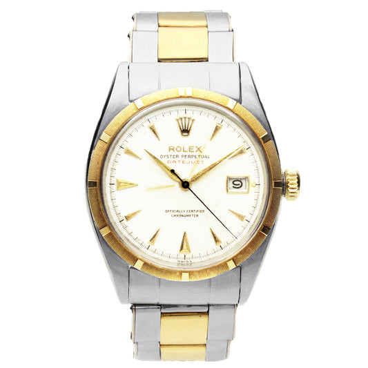 Stainless steel & 18ct yellow gold Rolex Datejust Oyster Perpetual wristwatch. Made 1950