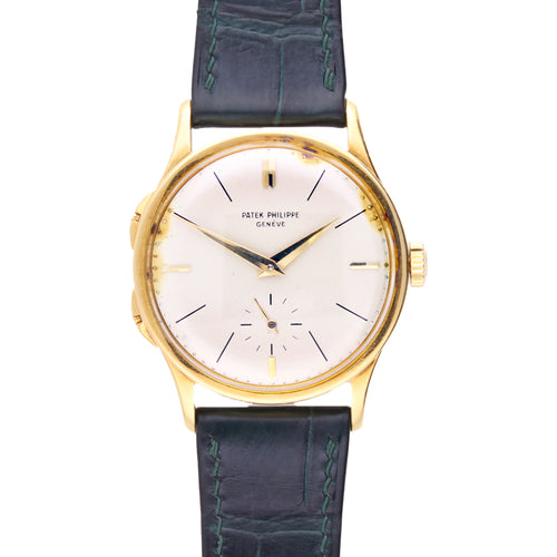 18ct yellow gold Patek Philippe ref. 2597 Calatrava 'Travel Time' wristwatch. Made 1959