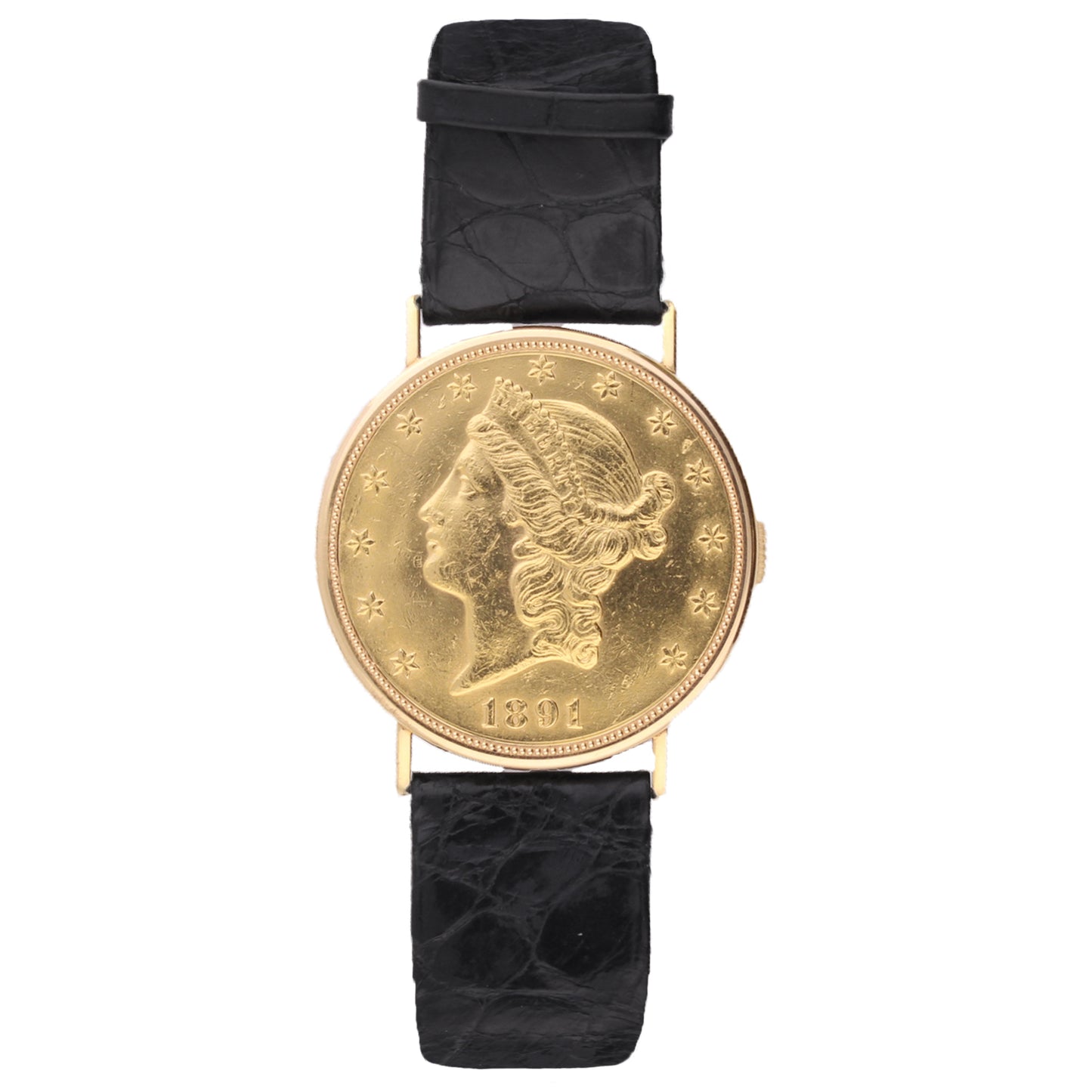22ct/18ct yellow gold Piaget $20 coin wristwatch. Made 1975