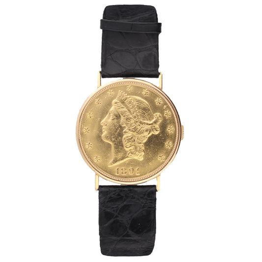 22ct/18ct yellow gold Piaget $20 coin wristwatch. Made 1975