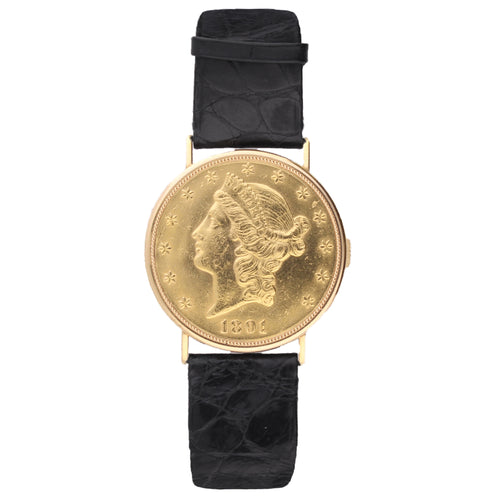 22ct/18ct yellow gold Piaget $20 coin wristwatch. Made 1975