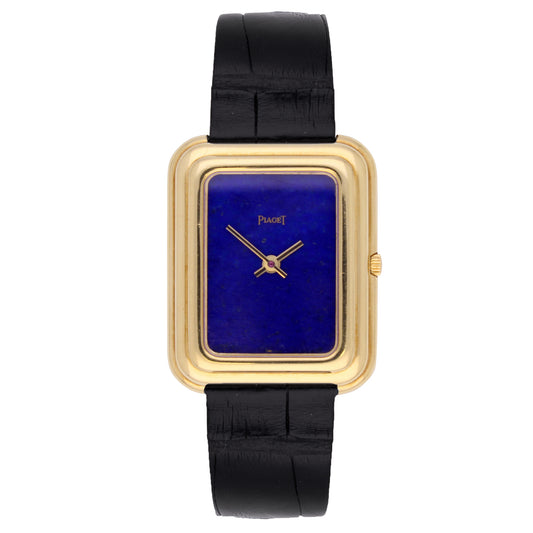 18ct yellow gold Piaget ref. 1401/1 BETA 21 wristwatch with lapis lazuli dial. Made 1970