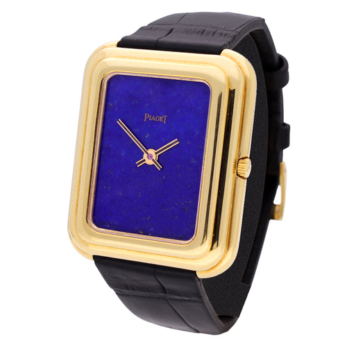 18ct yellow gold Piaget ref. 1401/1 BETA 21 wristwatch with lapis lazuli dial. Made 1970