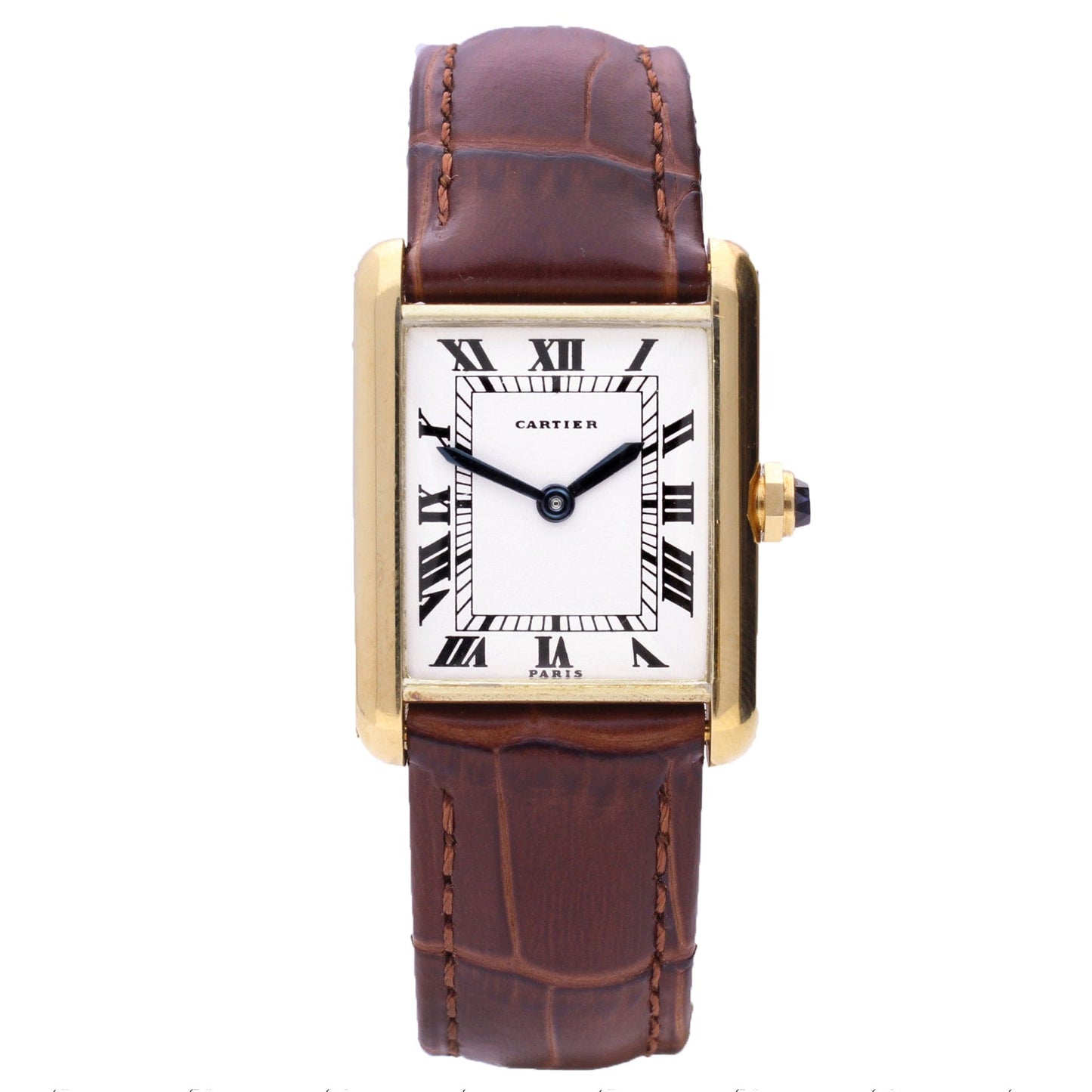 18ct yellow gold Cartier 'New York' Tank LC wristwatch. Made 1972