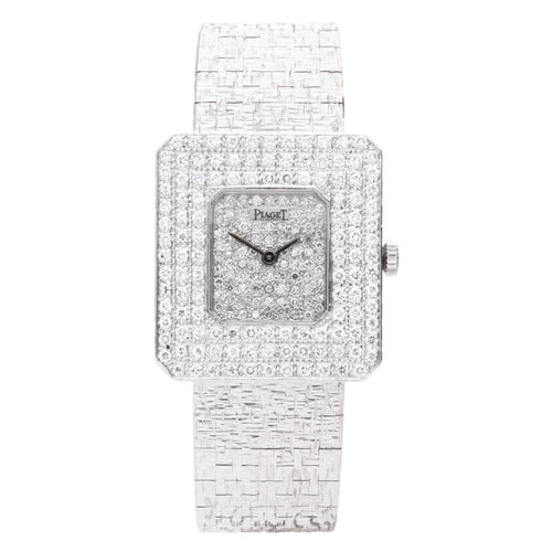 18ct white gold Piaget ref. 99045 'Protocole' diamond set bracelet watch. Made 1970's