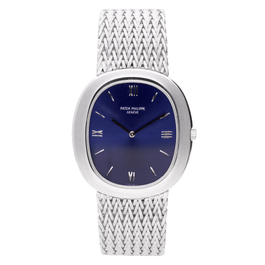 18ct white gold Patek Philippe ref. 3589/1 "Ellipse" automatic bracelet watch. Made 1970