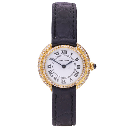 18ct yellow gold diamond set Vendôme wristwatch. Made 1980