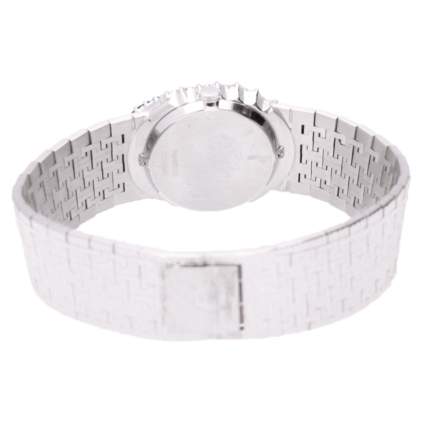 18ct white gold Piaget ref. 9348 diamond and sapphire set bezel bracelet watch. Made 1970