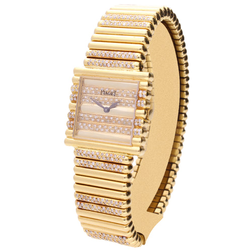 18ct yellow gold Piaget ref. 9133 diamond set bracelet watch. Made 1970