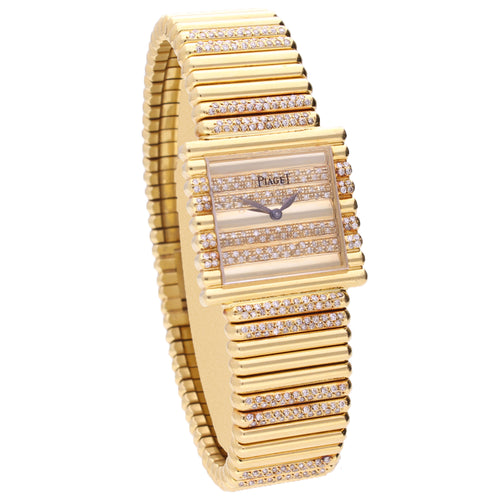 18ct yellow gold Piaget, diamond set bracelet watch. Made 1970