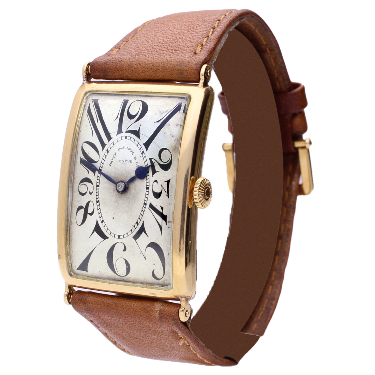 18ct yellow gold Patek Philippe rectangular wristwatch. Made 1919